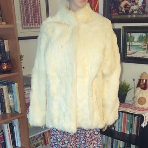 Vintage 100% Rabbit Fur Cream Jacket